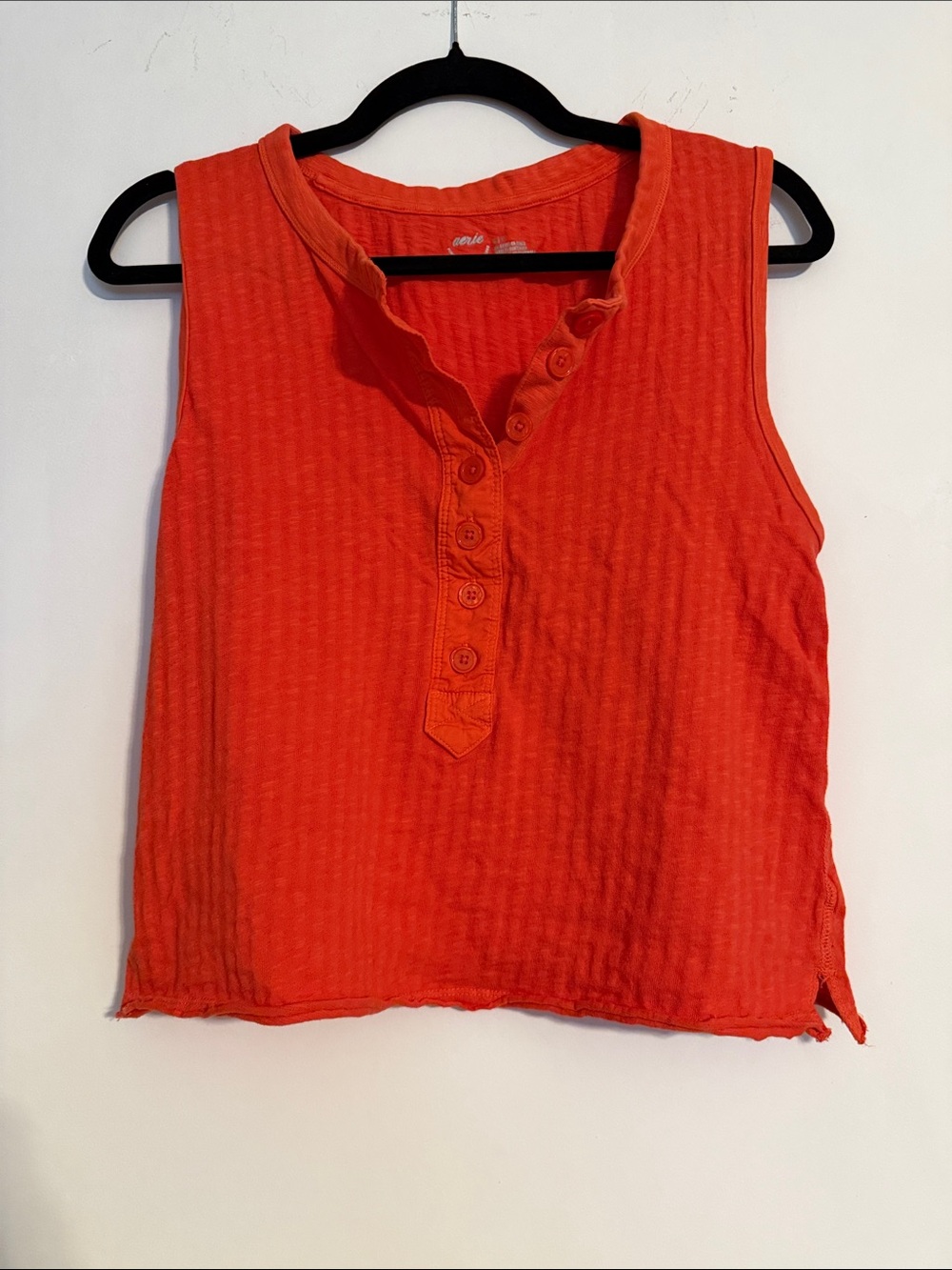 aerie - Button Henley Tank Top - Orange🍊, small petite